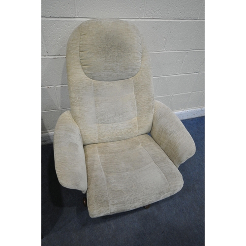 1296 - A MODERN ARMCHAIR, with stripped upholstery, width 79cm x depth 85cm x height 90cm, along with a bei... 