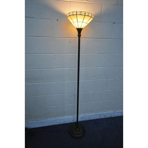 1301 - A TIFFANY STYLE STANDARD LAMP, height 178cm (condition report: overall good condition)