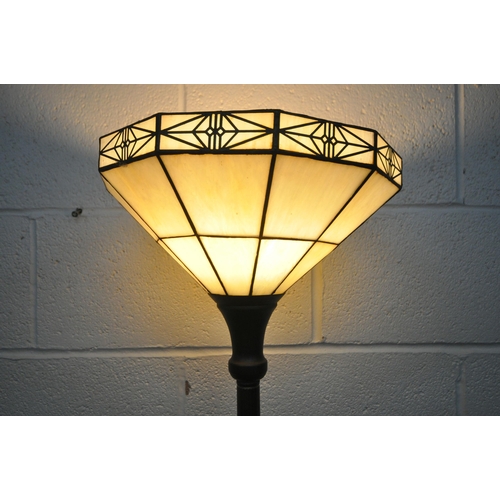 1301 - A TIFFANY STYLE STANDARD LAMP, height 178cm (condition report: overall good condition)