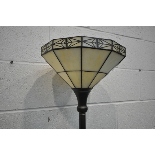 1301 - A TIFFANY STYLE STANDARD LAMP, height 178cm (condition report: overall good condition)