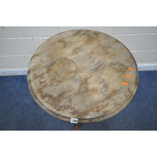 1306 - ANSELLS BREWERY LTD, ASTON, A 19TH CENTURY CAST IRON PUB TABLE, with circular wooden top, foliate an... 