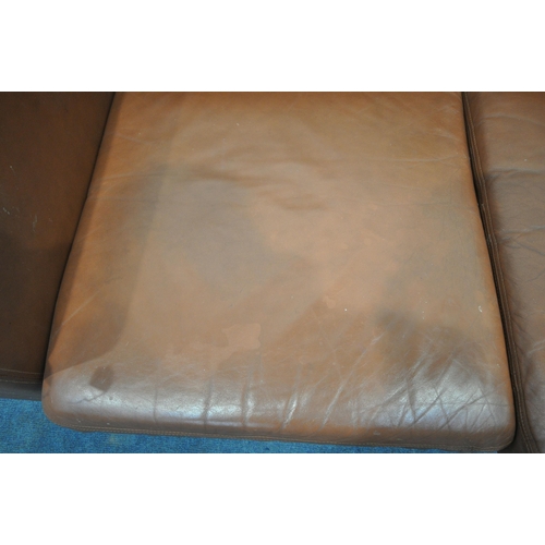 1328 - SIREN FURNITURE LTD, A BROWN LEATHER TWO SEATER SOFA, length 168cm x 90cm x height 70cm (condition r... 