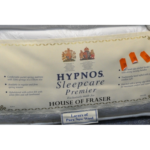 1330 - HOUSE OF FRASER, HYPNOS SLEEPCARE PREMIER 4FT6 DIVAN BED AND MATRESS (condition report: could use a ... 