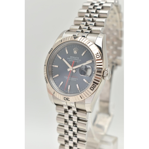 14 - A 'ROLEX' TURN O GRAPH OYSTER PERPETUAL DATEJUST WRISTWATCH, circa 2006, automatic movement, round b... 