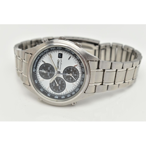 61 - A GENTS 'SEIKO CHRONOGRAPH' WRISTWATCH, round white dial signed 'Seiko Chronograph', three subsidiar... 