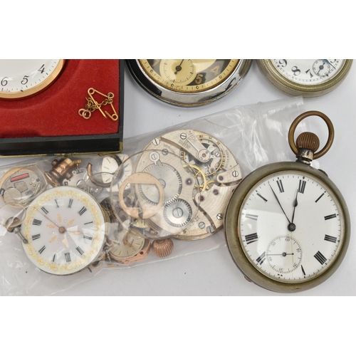 74 - A BAG OF ASSORTED POCKET WATCHES AND WATCH PARTS, to include an 'Ingersoll Ltd London' manual wind p... 