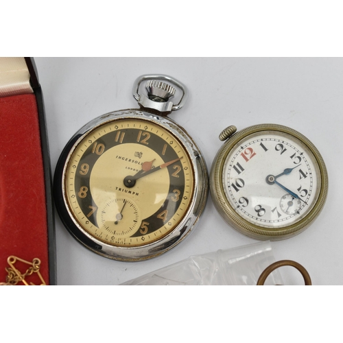 74 - A BAG OF ASSORTED POCKET WATCHES AND WATCH PARTS, to include an 'Ingersoll Ltd London' manual wind p... 