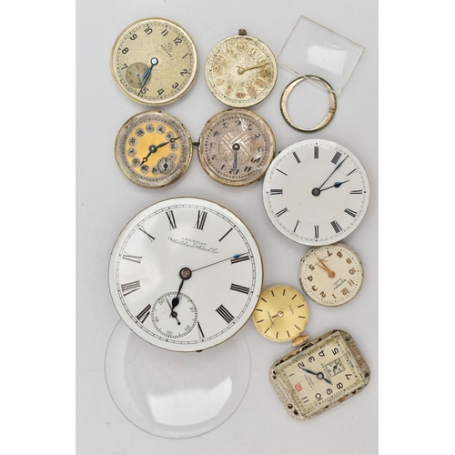 78 - A SMALL QUANTITY OF WATCH MOVEMENTS, to include seven wristwatch movements names to include 'Record,... 