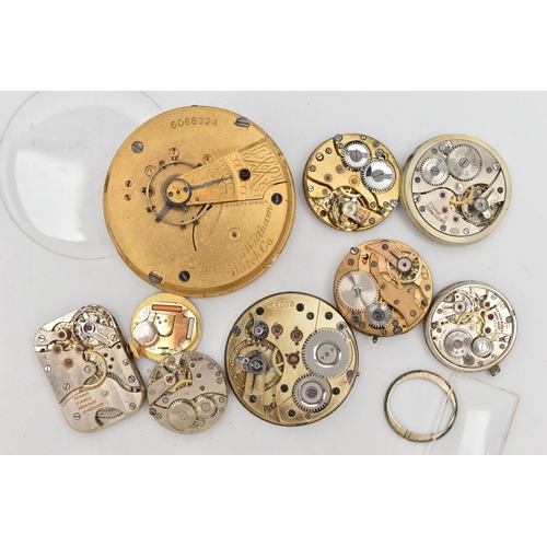 78 - A SMALL QUANTITY OF WATCH MOVEMENTS, to include seven wristwatch movements names to include 'Record,... 