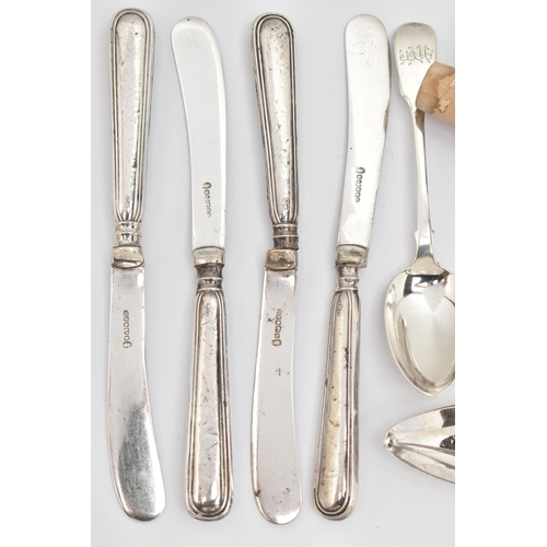 114 - AN ASSORTMENT OF SILVERWARE, to include a silver bottle stop, hallmarked 'L J Millington' Birmingham... 