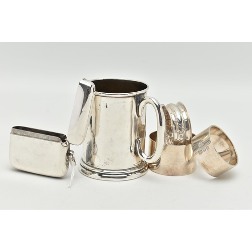 120 - A SELECTION OF SILVER ITEMS, to include a silver cup, polished form, hallmarked 'A J Pepper & Co' Bi... 