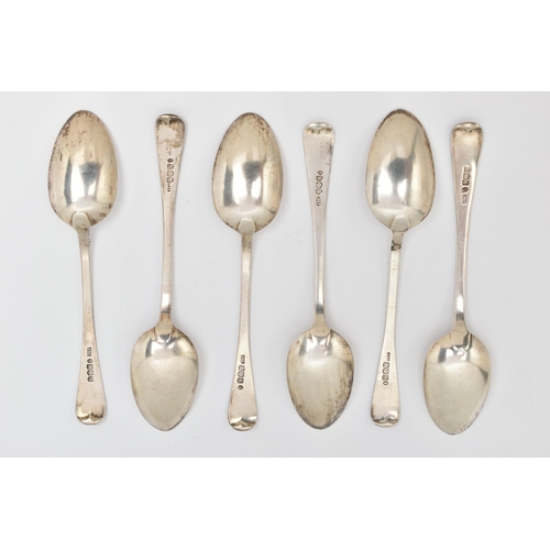 122 - A SET OF SIX GEORGE IV SCOTTISH SILVER DESSERT SPOONS, old English pattern spoons with bright cut de... 