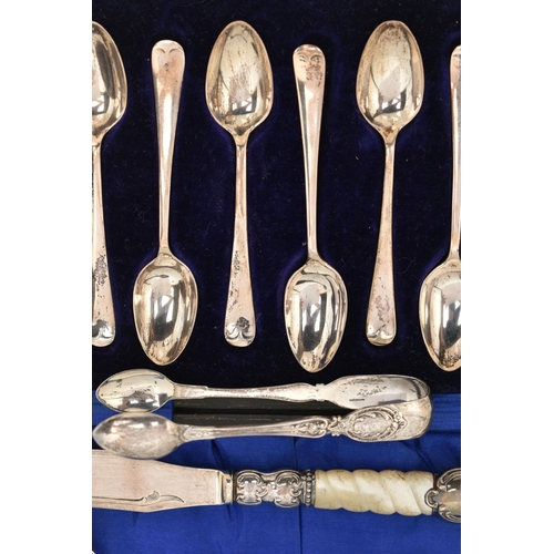 123 - ASSORTED SILVER ITEMS, to include a cased set of six teaspoons, hallmarked Sheffield, a set of six G... 