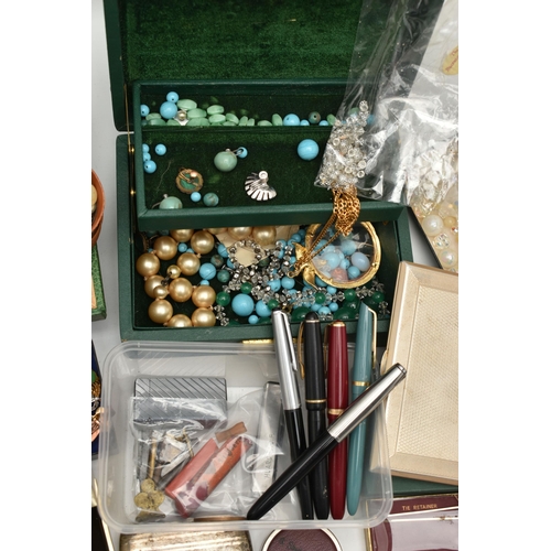 142 - A BOX OF ASSORTED ITEMS, to include various sets of cufflinks and dress studs, running medallion, a ... 