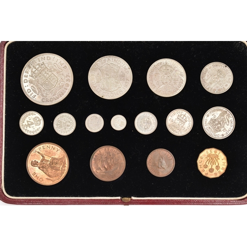 168 - A 1937 SPECIMEN COIN SET AND CASED ROYAL MINT SILVER PROOF £2 COIN, from Crown, Half Crown, Two Shil... 