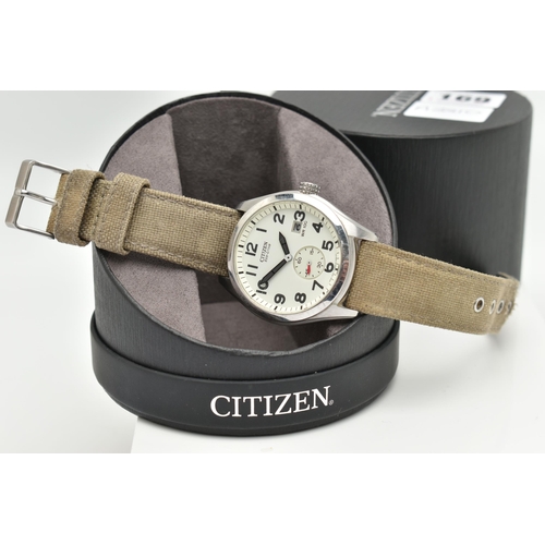 169 - A GENTS 'CITIZEN ECO-DRIVE' WRISTWATCH, large round cream dial signed 'Citizen Eco-Drive WR100', Ara... 