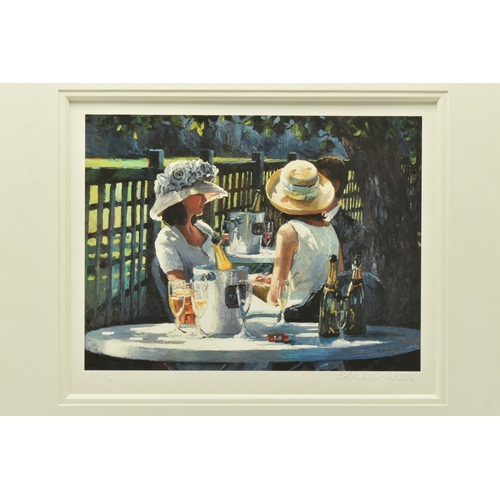 302 - SHERREE VALENTINE DAINES (BRIITISH 1959) FIGURES CELEBRATING WITH CHAMPAGNE, a signed artist proof e... 