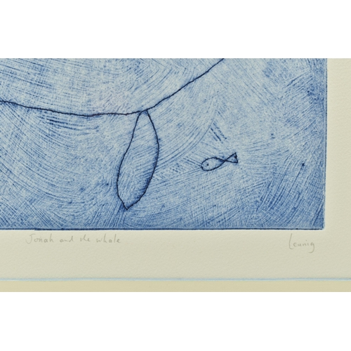 309 - MICHAEL LEUNIG (AUSTRALIA 1945) 'JONAH AND THE WHALE', an artist proof etching on paper depicting th... 