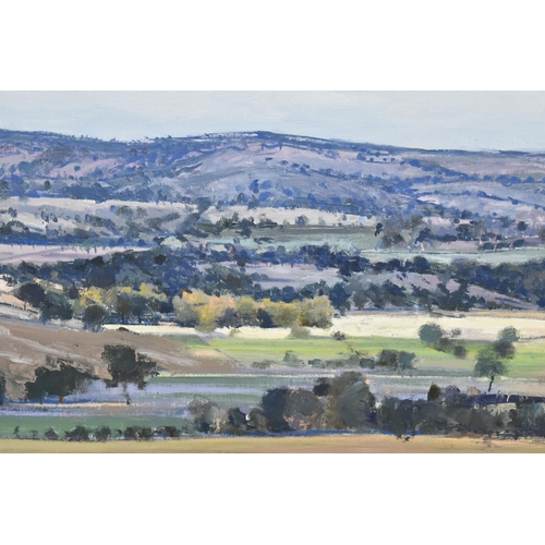 315 - SIMPSON (CONTEMPORARY) AN EXTENSIVE LANDSCAPE WITH ROLLING HILLS TO THE DISTANCE, signed and dated  ... 