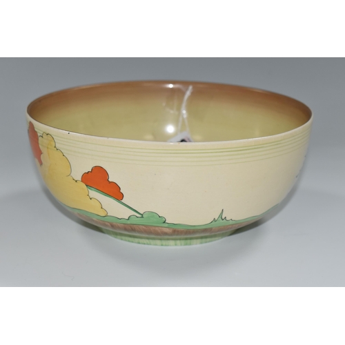 338 - A CLARICE CLIFF 'LORNA' DESIGN BOWL, diameter 20cm, black backstamp 'Clarice Cliff- Wilkinson Ltd. E... 