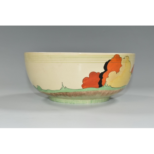 338 - A CLARICE CLIFF 'LORNA' DESIGN BOWL, diameter 20cm, black backstamp 'Clarice Cliff- Wilkinson Ltd. E... 