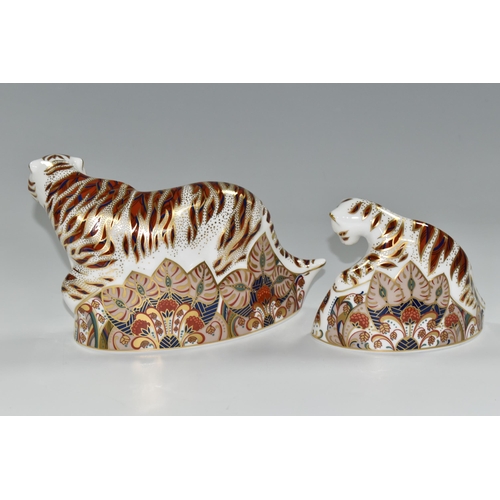 341 - TWO ROYAL CROWN DERBY IMARI PAPERWEIGHTS, comprising 'Bengal Tiger', height 13cm, introduced 1994-19... 