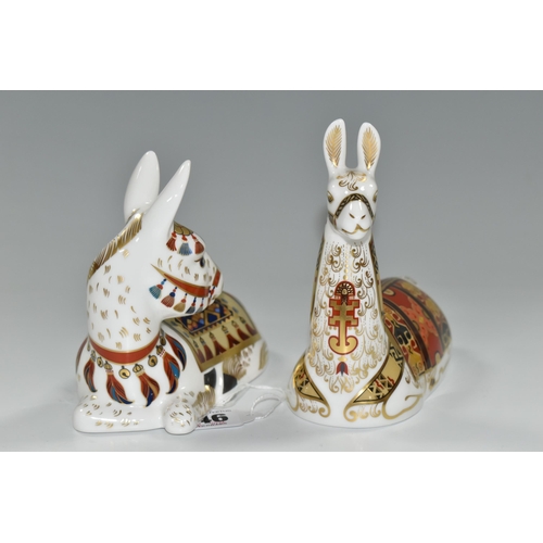 346 - TWO ROYAL CROWN DERBY IMARI PAPERWEIGHTS, comprising 'Llama' 2001 exclusive to the Royal Crown Derby... 