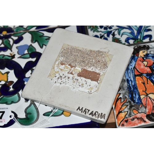 347 - A COLLECTION OF CERAMIC TILES, comprising a Spanish 'Fish' dish marked on the back Valamos, a wall p... 