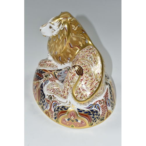 352 - A ROYAL CROWN DERBY IMARI 'LION' PAPERWEIGHT, second quality, silver stopper, introduced 1996- 2000,... 