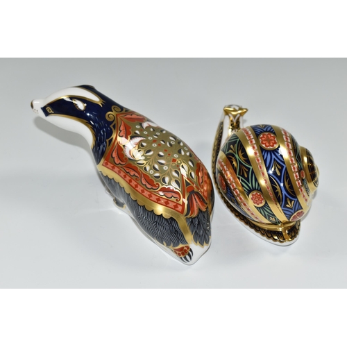 353 - TWO ROYAL CROWN DERBY IMARI PAPERWEIGHTS, comprising 'Moonlight Badger' 2002, an exclusive for the R... 