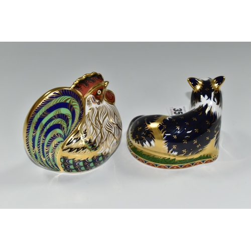 355 - TWO ROYAL CROWN DERBY IMARI PAPERWEIGHTS, comprising a limited edition 977/2500 'Border Collie' intr... 