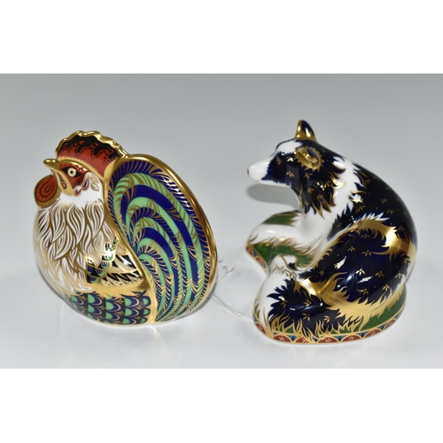 355 - TWO ROYAL CROWN DERBY IMARI PAPERWEIGHTS, comprising a limited edition 977/2500 'Border Collie' intr... 