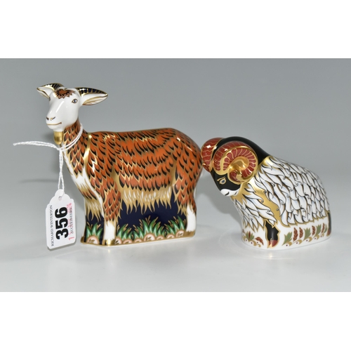 356 - TWO ROYAL CROWN DERBY IMARI PAPERWEIGHTS, comprising 'Nanny-goat' and 'Derby Ram' both exclusively a... 