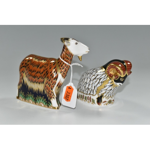 356 - TWO ROYAL CROWN DERBY IMARI PAPERWEIGHTS, comprising 'Nanny-goat' and 'Derby Ram' both exclusively a... 