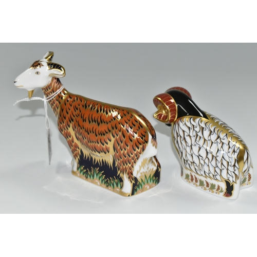 356 - TWO ROYAL CROWN DERBY IMARI PAPERWEIGHTS, comprising 'Nanny-goat' and 'Derby Ram' both exclusively a... 