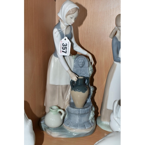 357 - A GROUP OF SEVEN NAO BY LLADRO FIGURES, comprising 'Girl Holding a Duck', 'Girl at the Water Fountai... 