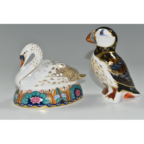 359 - TWO ROYAL CROWN DERBY IMARI PAPERWEIGHTS, comprising 'Swan' designed by Mark Delf 1996-1999 and 'Puf... 