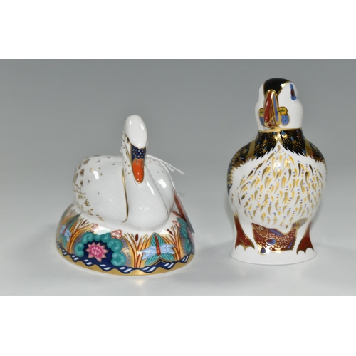 359 - TWO ROYAL CROWN DERBY IMARI PAPERWEIGHTS, comprising 'Swan' designed by Mark Delf 1996-1999 and 'Puf... 