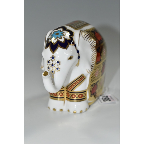 362 - ONE ROYAL CROWN DERBY IMARI PAPERWEIGHT, 'Indian Elephant', height 5.5cm, date cypher 1997, silver s... 