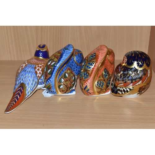 366 - A GROUP OF FOUR ROYAL CROWN DERBY IMARI PAPERWEIGHTS, comprising 'Debenhams Squirrel' an exclusive t... 