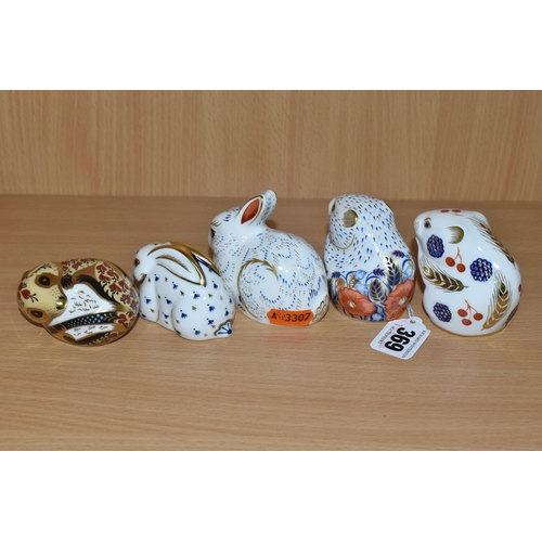 369 - A GROUP OF FIVE ROYAL CROWN DERBY IMARI PAPERWEIGHTS, comprising a Collectors Guild exclusive 'Poppy... 