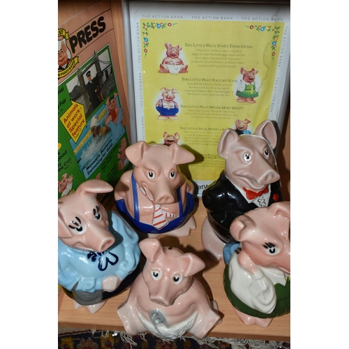 374 - A FAMILY OF FIVE WADE 'NATWEST' PIGGIES, comprising Sir Nathaniel Westminster, Lady Hilary Westminst... 