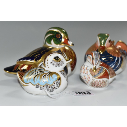 393 - FOUR ROYAL CROWN DERBY DUCK / DUCKLING PAPERWEIGHTS, comprising 'Caroline Duck', second, silver stop... 