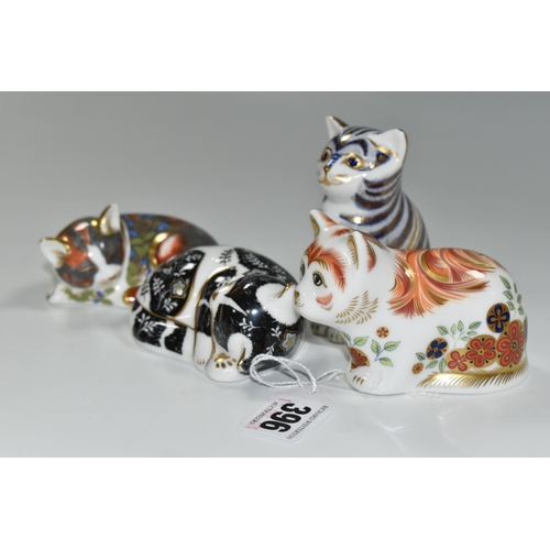 396 - FOUR ROYAL CROWN DERBY CAT / KITTEN PAPERWEIGHTS, comprising three Collectors Guild Exclusives:- 'Sp... 