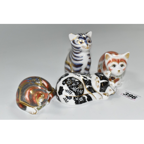 396 - FOUR ROYAL CROWN DERBY CAT / KITTEN PAPERWEIGHTS, comprising three Collectors Guild Exclusives:- 'Sp... 