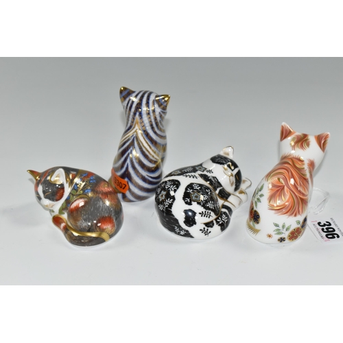 396 - FOUR ROYAL CROWN DERBY CAT / KITTEN PAPERWEIGHTS, comprising three Collectors Guild Exclusives:- 'Sp... 