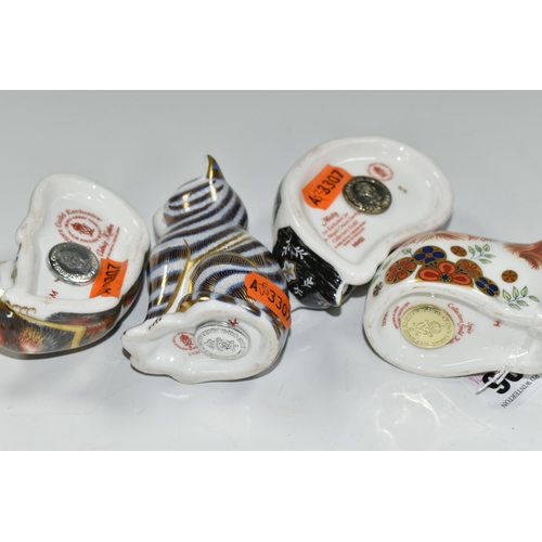 396 - FOUR ROYAL CROWN DERBY CAT / KITTEN PAPERWEIGHTS, comprising three Collectors Guild Exclusives:- 'Sp... 