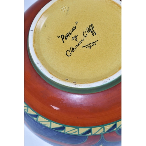 398 - A CLARICE CLIFF WILKINSON LTD 'PERSIAN' PATTERN BOWL, incised, painted and printed marks, diameter 1... 