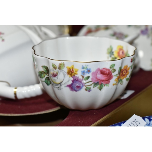 402 - A BOXED ROYAL CROWN DERBY TEA FOR TWO SET, with Derby posies teapot and the cups, saucers, milk, sug... 