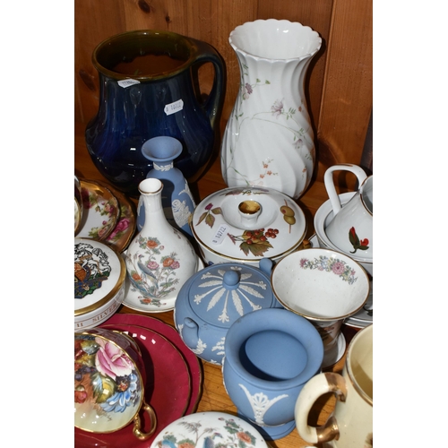 403 - A GROUP OF AYNSLEY AND OTHER CERAMICS, GLASS AND BOOKS, including an Aynsley trio, the cup and plate... 